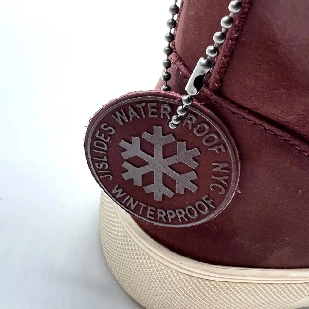 Jslides Womens Size 6 Val Burgundy‎ Red Nubuck Leather Ankle Boots Booties Shoes